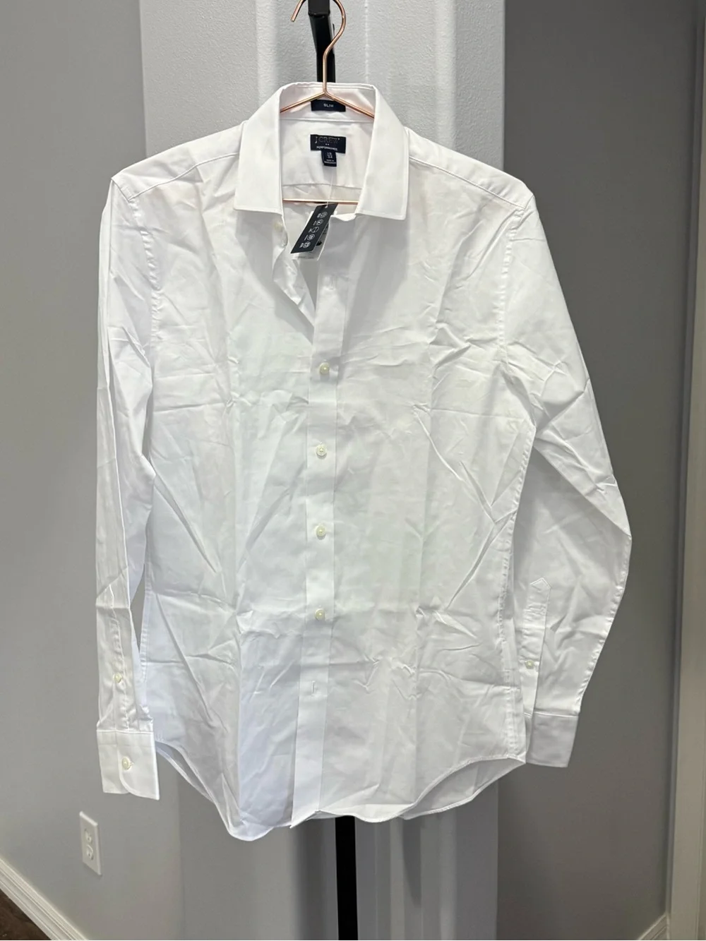 Men’s J. Crew Performance White Long Sleeve Button Down Shirt 15/34 Slim NWT